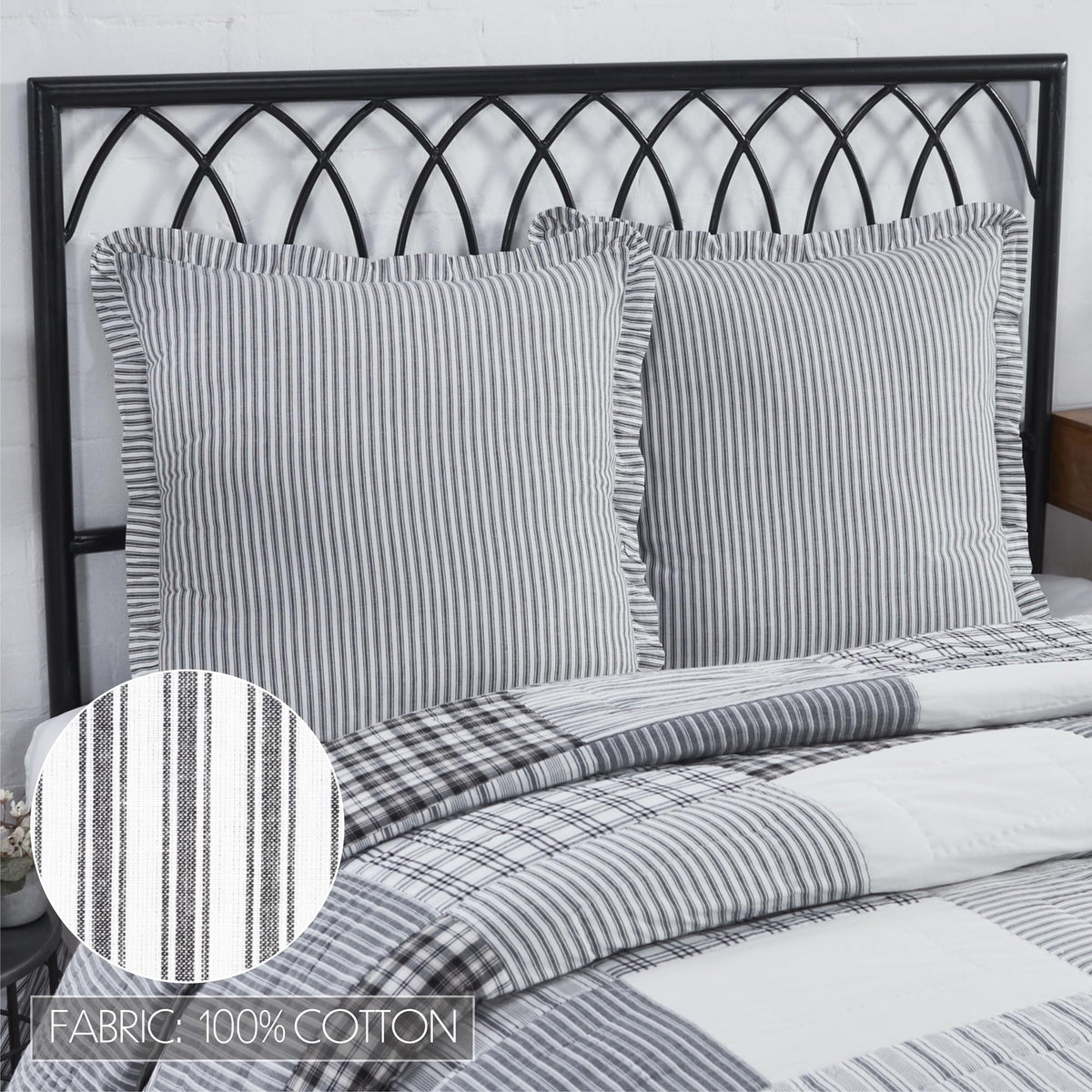 Sawyer Mill Ticking Stripe Euro Sham, Black, 26x26