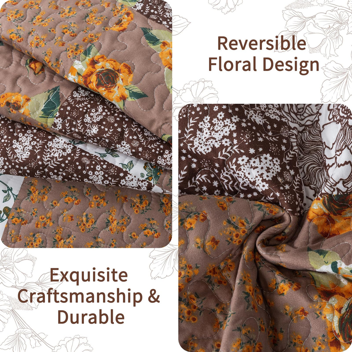 Quilts, Quilt Bedding Set with Floral Pattern