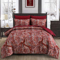 Red Paisley Comforter Set Queen Size 7 Piece Bed in a Bag