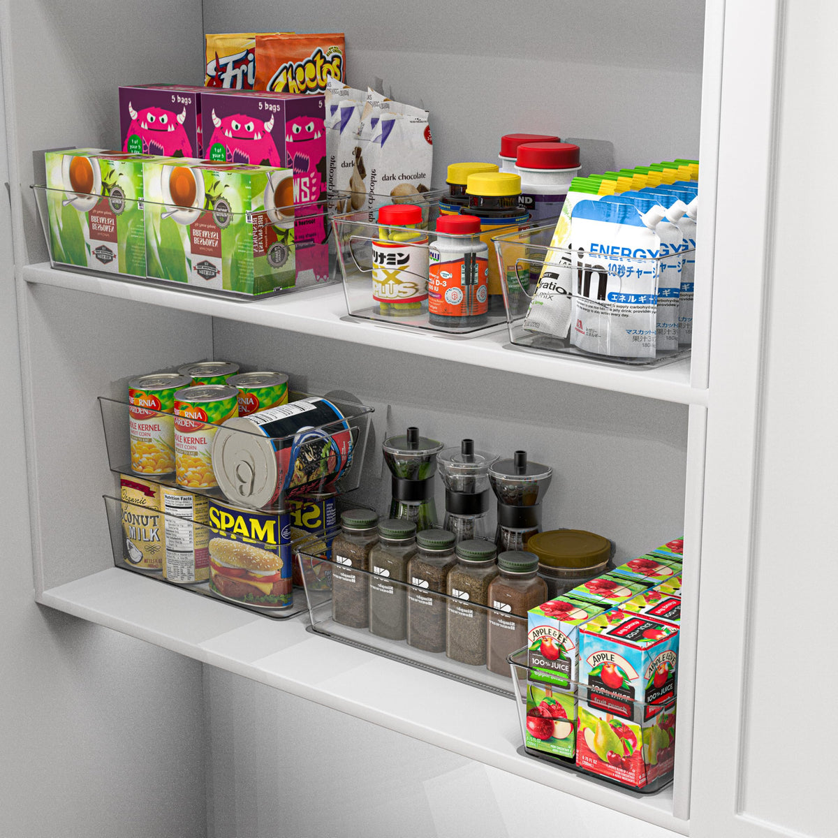 4 Pack Clear Fridge Storage Bins Organizer (12"x6.2"x3.4")