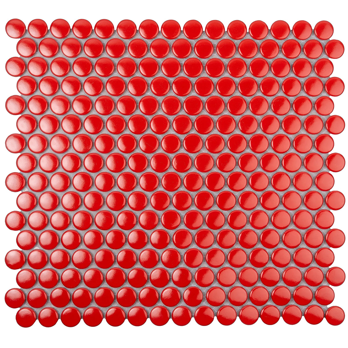Penny Round Porcelain Tile Red 12x12 Glossy 9.87 sq ft/case 10-Pack