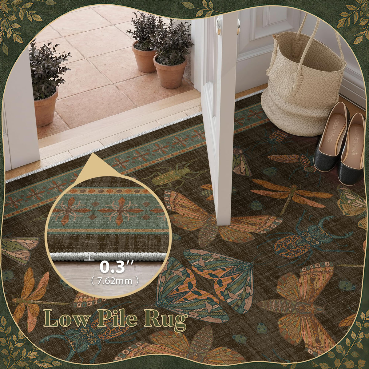 Runner Rug 2x6 Non Slip Kitchen Rugs Washable Insect Boho Runner Rugs Soft Indoor Floor Mat s, Laundry, Bathroom
