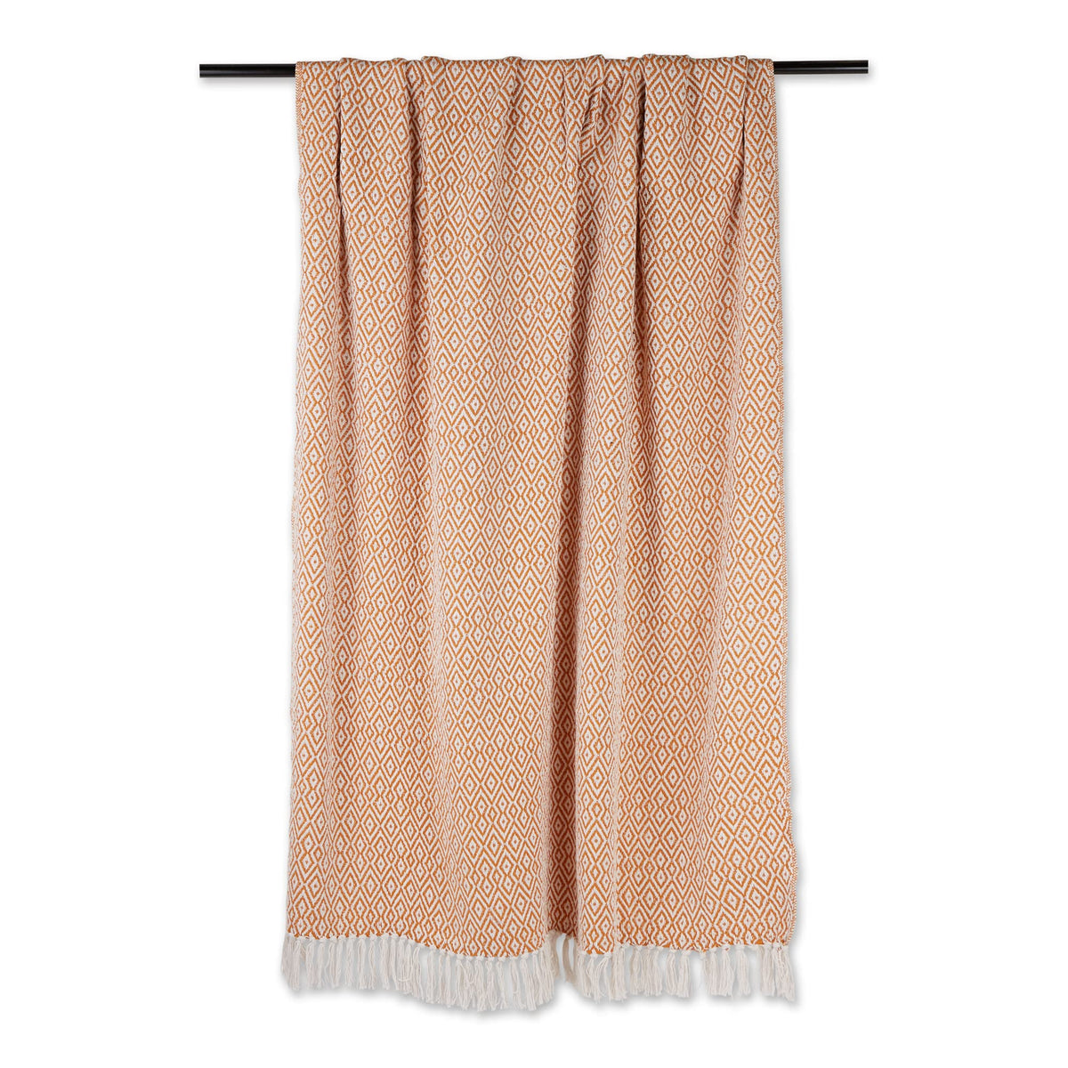 Rustic Farmhouse Double Diamond Woven Throw, 50x60, Pumpkin Spice