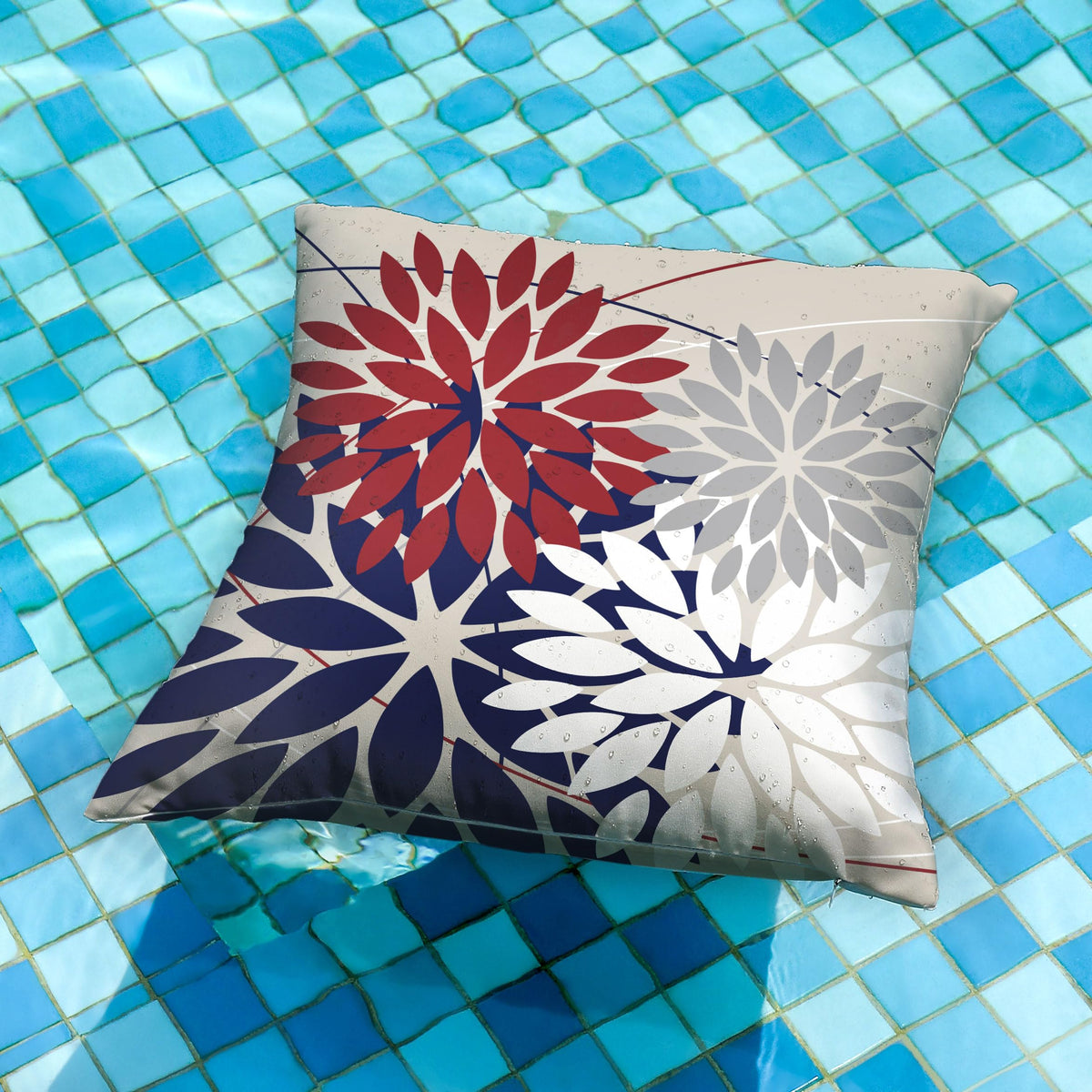 Pack of 2 Outdoor Waterproof Throw Pillow Covers 18x18 Red Blue
