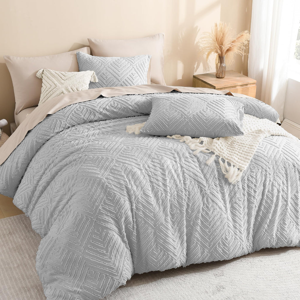 Comforter Set, 3 Pieces Tufted Boho Bedding Set
