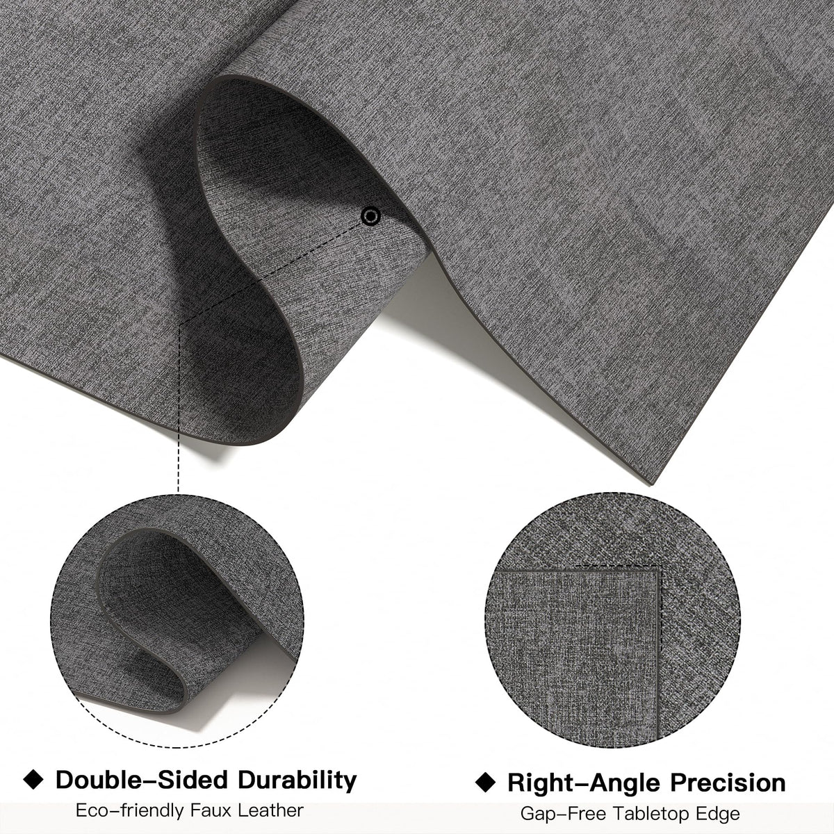 Placemats Set of 12, Reversible Faux Leather Place Mats, Charcoal