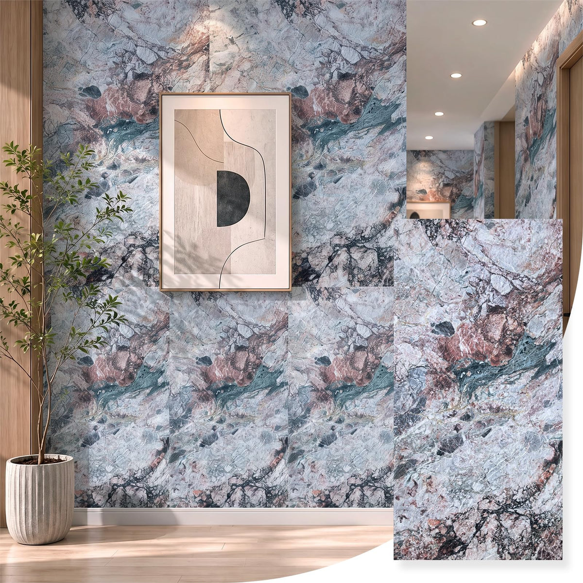 5 PCS 47.2"x23.6"3D Faux Stone Wall Panels for Interior Wall Decor
