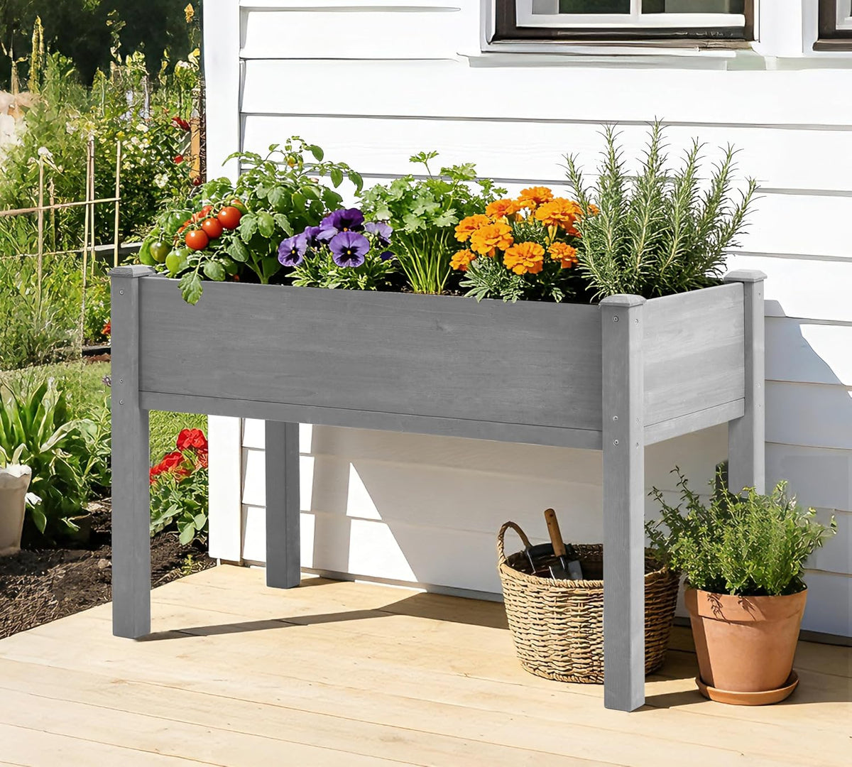 Raised Garden Bed with Legs, 48×24×30 Cedar Wood Elevated Planter Box | Large Growing Capacity,Premium Cedar