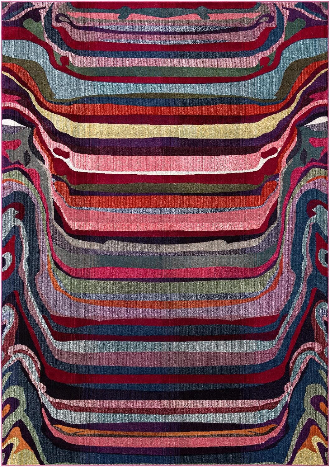 Theia Collection Rug - Multi Washable Area Rug - Modern Striped Design for Playrooms, Living Rooms, and