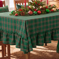 Christmas Plaid Ruffled Tablecloth Rectangle, 60x84 Inch Green