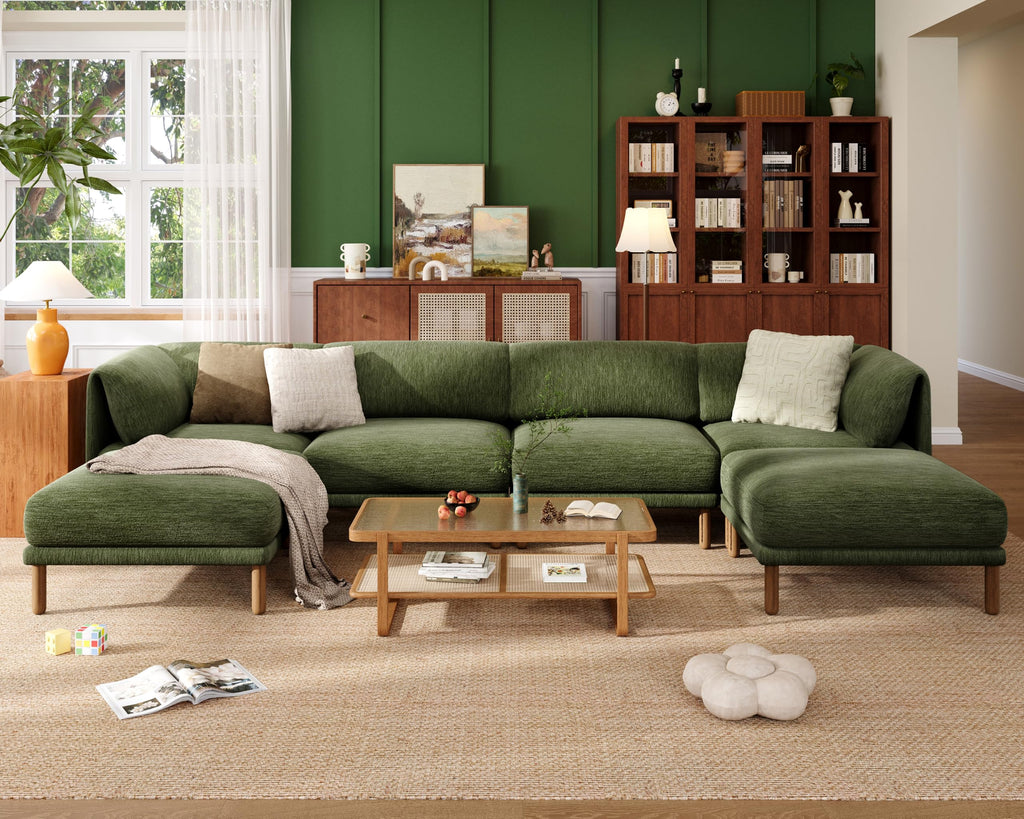 Modern Modular Sectional Couches, Sectional Cload Sofa, Green