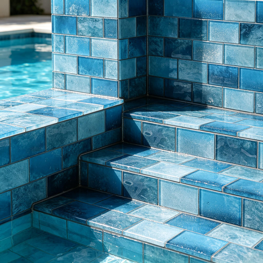 Glass Mosaic Tiles Backsplash, 5-Sheet Subway Backsplash Glass Tiles Bathroom Swimming Pool Shower Wall (Aqua Blue