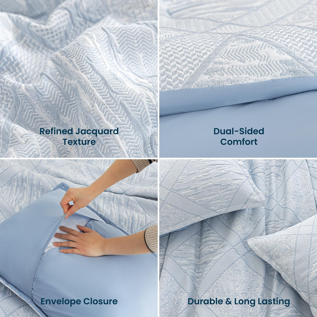 Comforter Set, Blue Diamond Jacquard Bedding Set 2 Pc