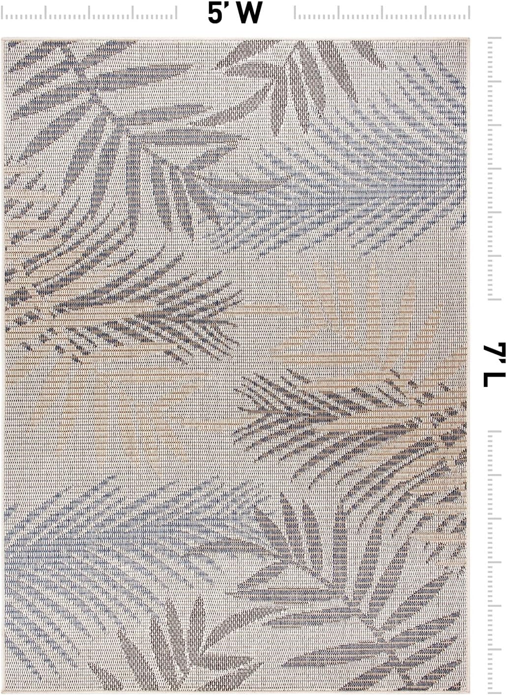 Palm Bahama Indoor/Outdoor Non-Shedding Deck Area Rug Cream