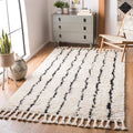 Casablanca Collection Area Rug, Black & Ivory, Handmade Moroccan Boho Tassel Wool, 1.4-inch Thick Ideal for