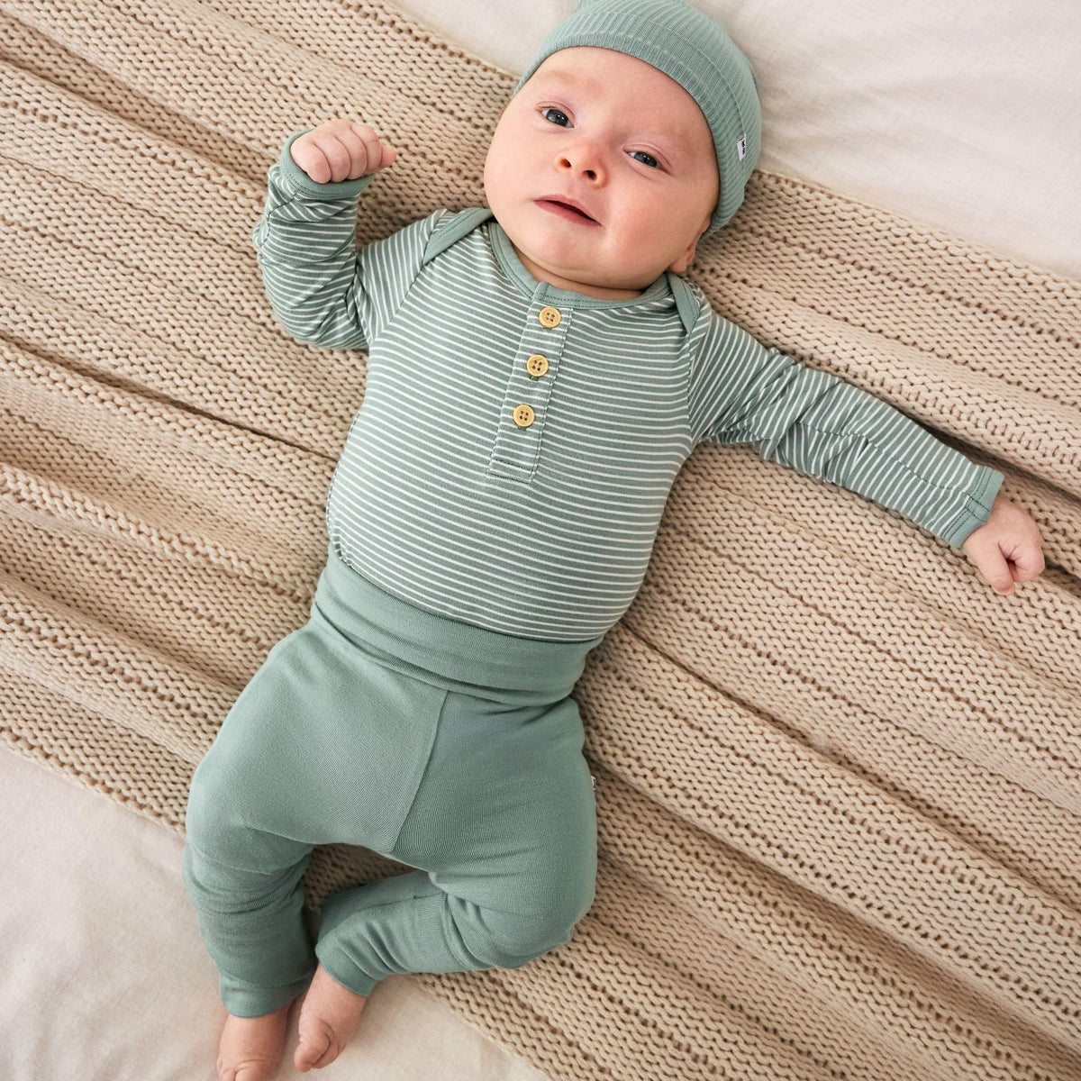 Newborn Henley Bodysuit, Soft Viscose from Bamboo Long Sleeve Bodysuit for Baby Boys & Girls, Baby Clothes, Willow