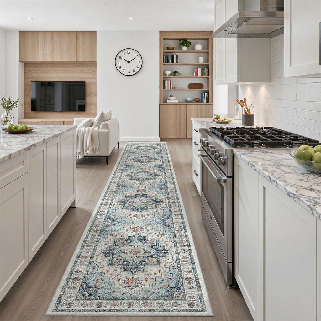 Hallway Runner Rug 2'6''x14' Kitchen Runners Vintage, Blue
