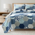 Briley Reversible Cotton Quilt 3 Piece Set Dusty Blue - Bedding Set Quilt - Patchwork
