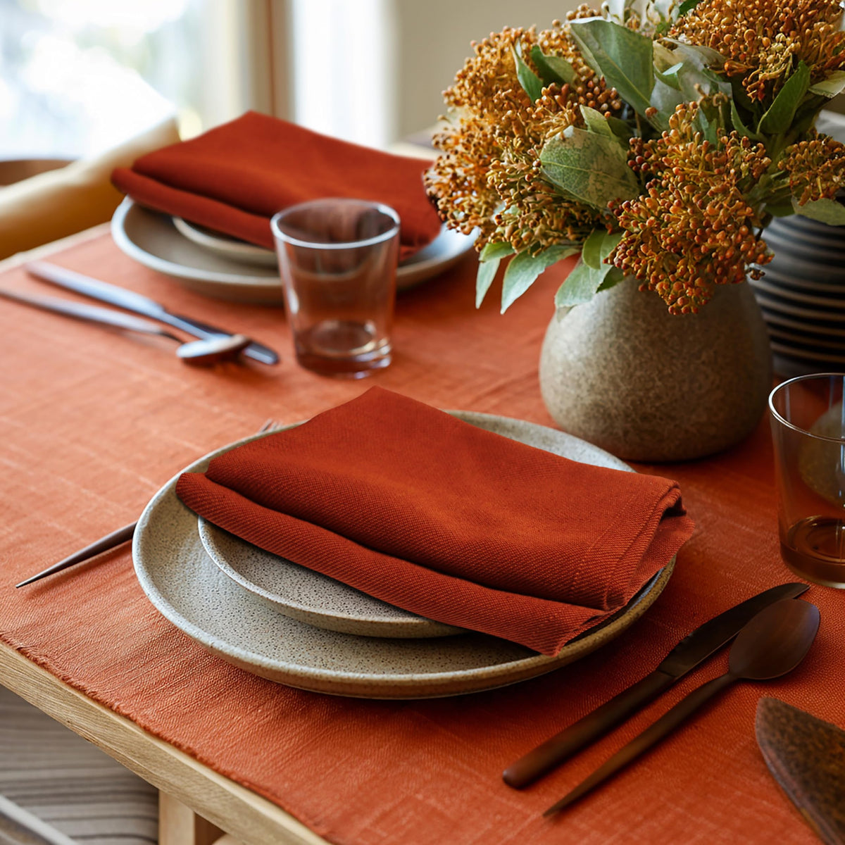 Thanksgiving Cloth Napkins - Set of 12 Soft 100% Cotton Napkin