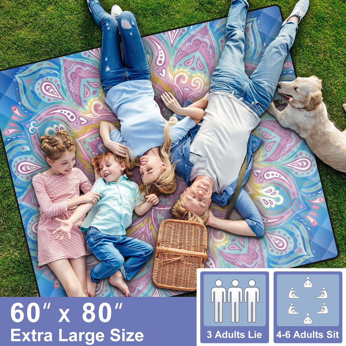 60x80 Waterproof Picnic Blankets Outdoor Oversized Sand Free Beach Blanket Portable Couples Yoga Meditation Mat Lawn