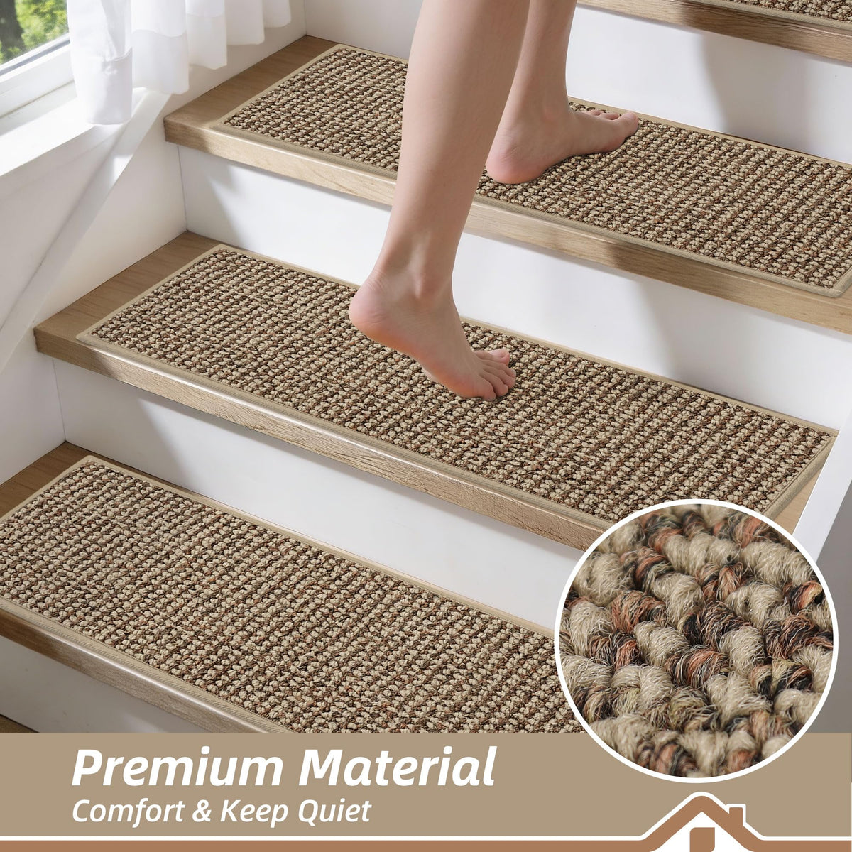 Non Slip for Wooden Steps 28x9in, 15pcs, Taupe