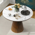 Inspired Saarinen Style 44 Round Dining Table for 4-6, Modern Minimalist Pedestal Kitchen Table Circular MDF Finish Tabletop Living Room