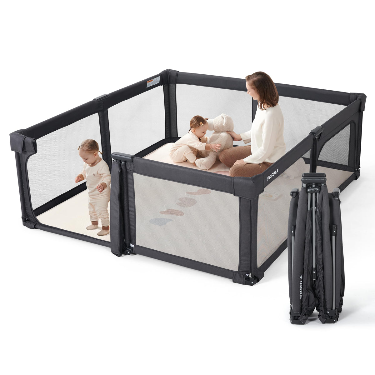 Playpen Portable, Pre-Assembled Play Pen 71x79 Large Foldable Playpen for Babies and Toddlers, Sturdy and Safe