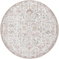 8ft Vintage Floral Round Rug, Circle Washable Rug, Red