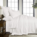 Bowie Bedspread Set -King Bedspread + Two King Pillow Shams - Microfiber Jacquard - Geo Floral - White - Bedspread