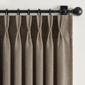 Thick Linen Pinch Pleated Sheer Curtains 84 Inches Long 2 Panels Set Bedroom,Dark Flax Drapes with Memory Trained - Set of 2