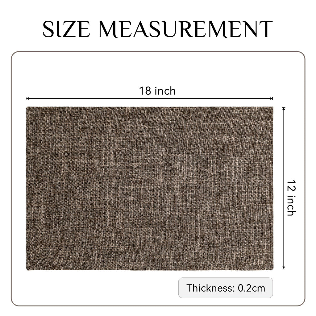 Faux Linen Cloth Placemats Set of 4-12 x 18 Inch, Brown