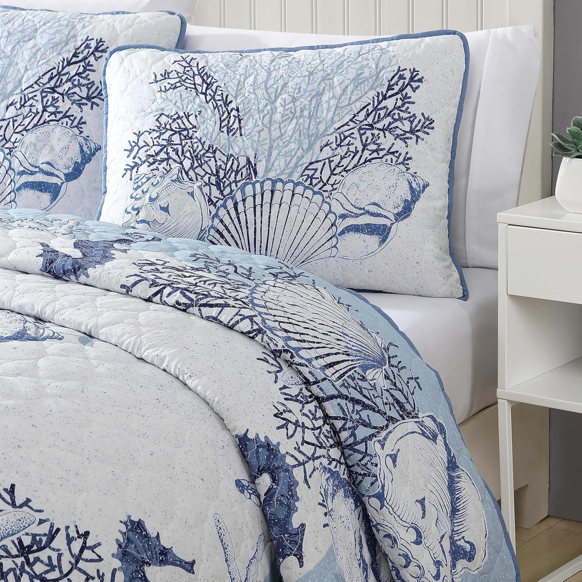 Coastal 3-Piece Quilt Set, Beach Delight Denim