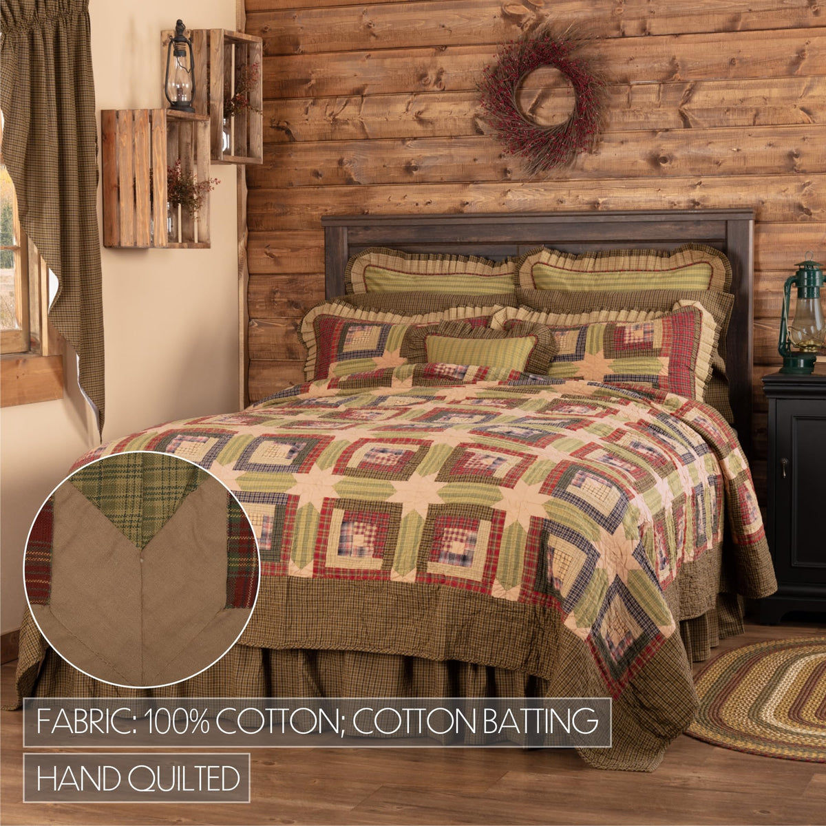 Tea Cabin 3 Piece Quilt Set (1 Quilt, 2 Standard Shams)