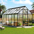 6x12 Ft Polycarbonate Greenhouse for Outdoors, Walk-in Design with Aluminum Frame, 2 Windows and Swing Door