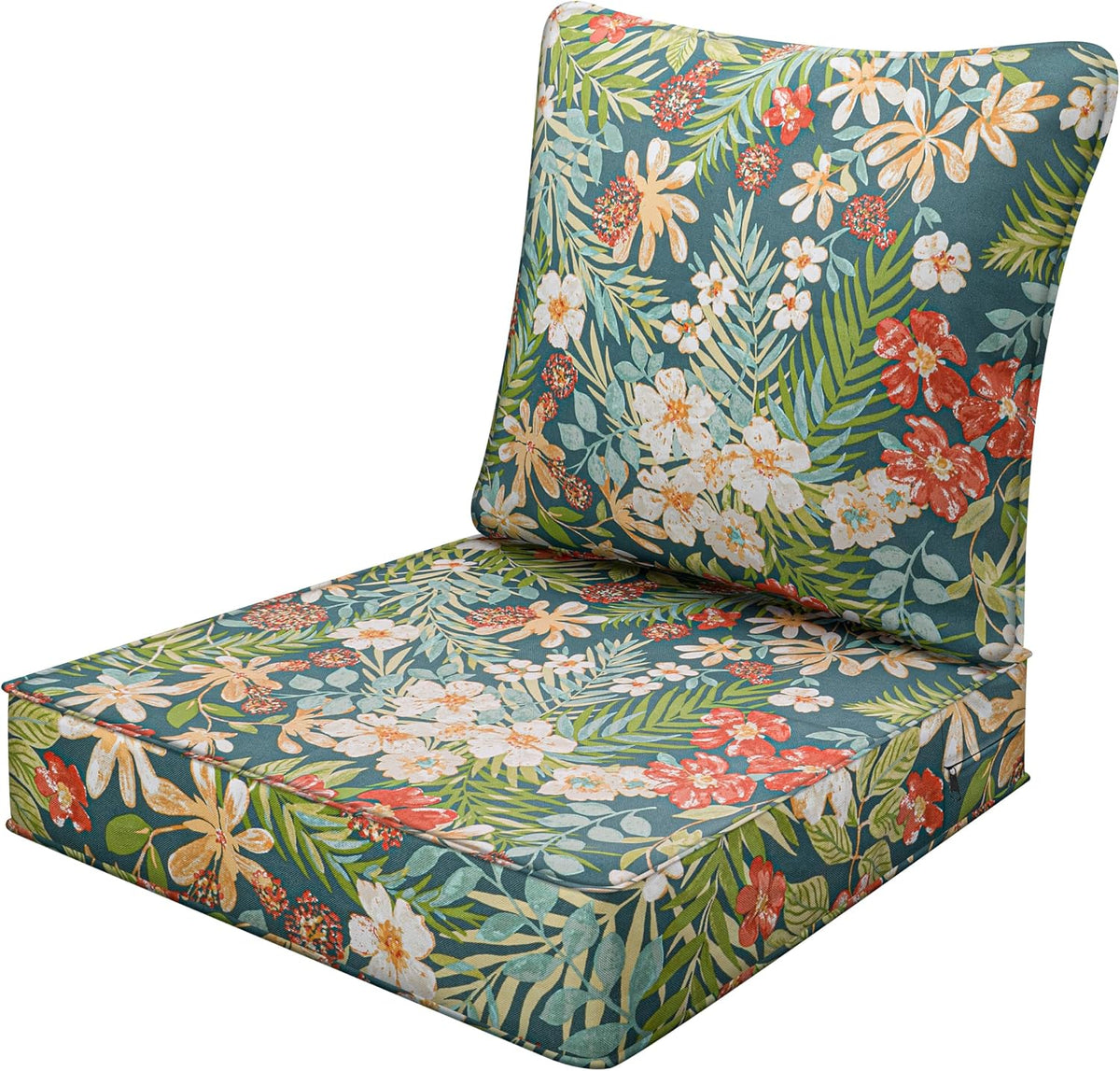 Outdoor Chairs Cushions with Back, Zippered Patio Back&Seat Cushion, 24" x 24" Waterproof Deep Seat Cushions