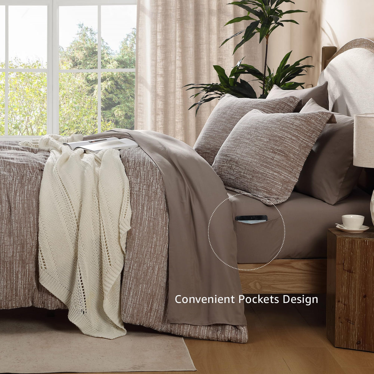 Comforter Set Chenille Textured 7 Pieces Bed in a Bag
