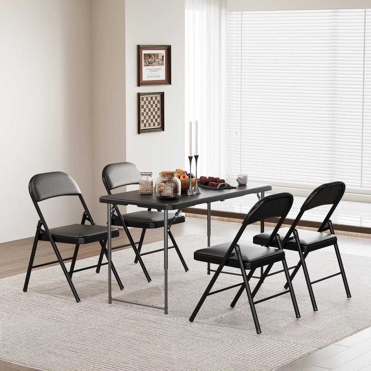 2 Pack Folding Chairs with Cushion Padded - Metal Chairs w/Comfortable Seats and Durable Steel Frame Foldable Chair