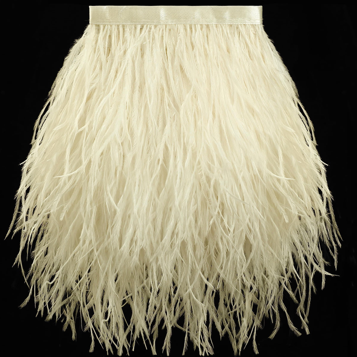 5-7inch Beige Ostrich Feather Trim for DIY Sewing Clothing,2Yards