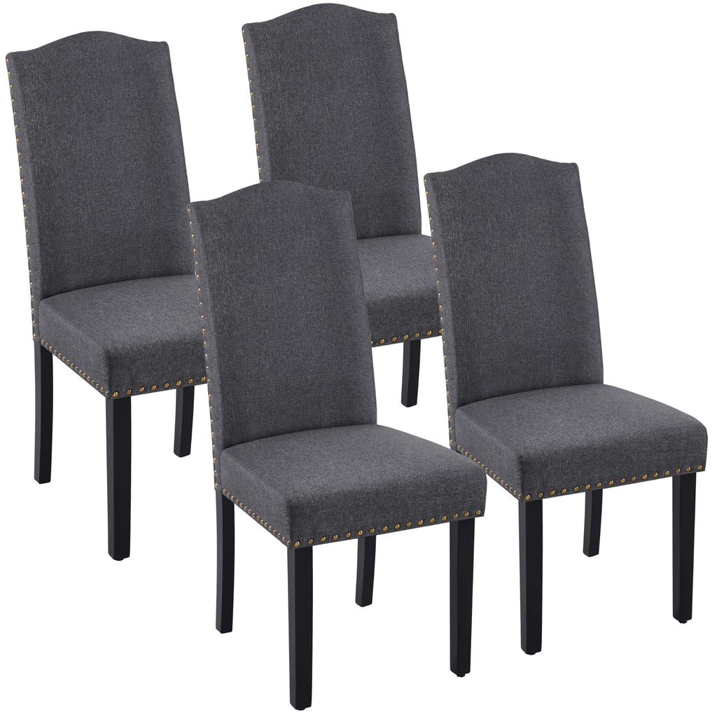 Set of 4 High Back Parson Chairs Dark Gray