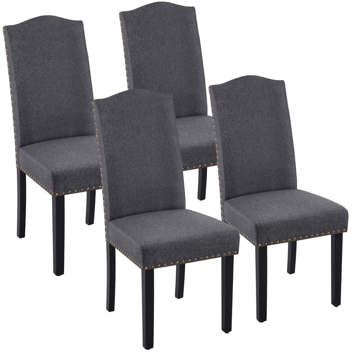 Set of 4 High Back Parson Chairs Dark Gray
