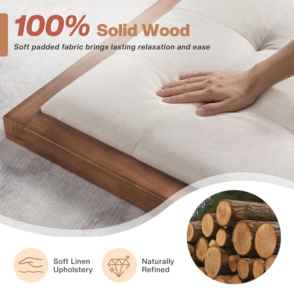 King Solid Wood Bed Frame 50" Tall Headboard&Footboard, Walnut