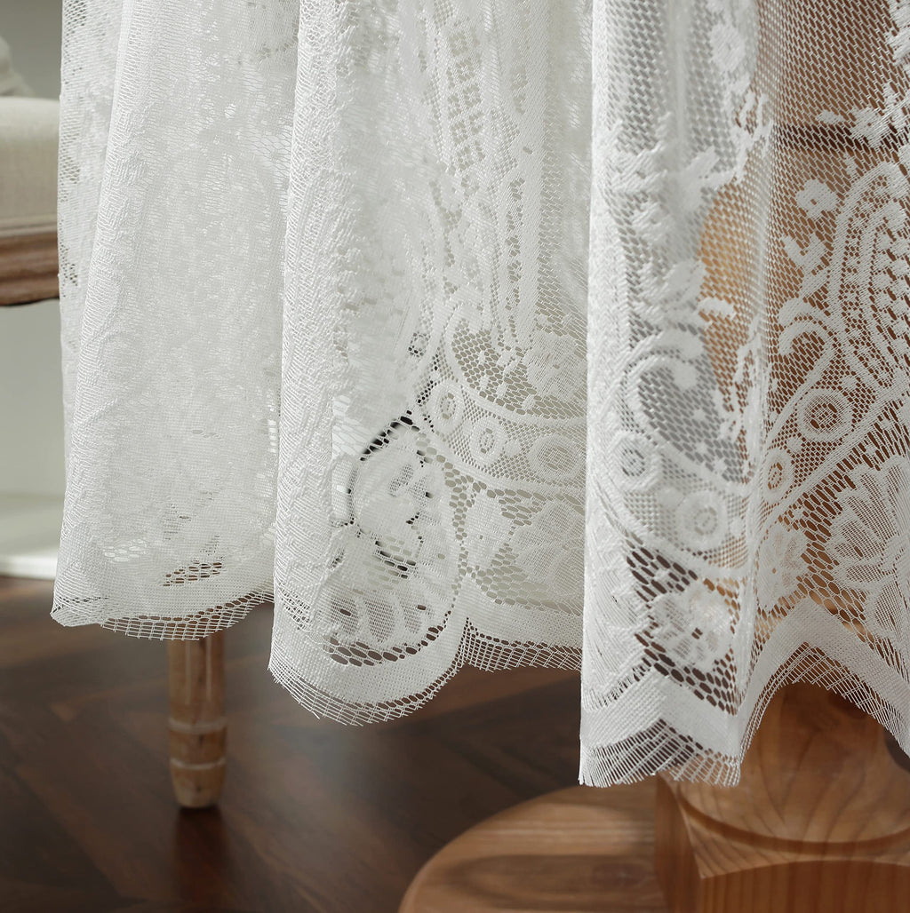 60inch White Round Floral Embroidered lace Table Cloths
