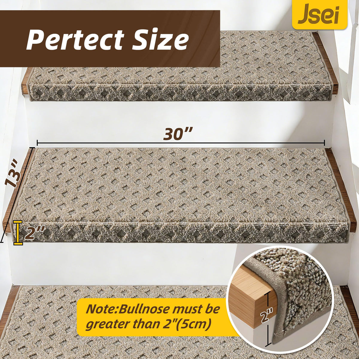 " Bullnose Carpet, 14 Pcs Beige