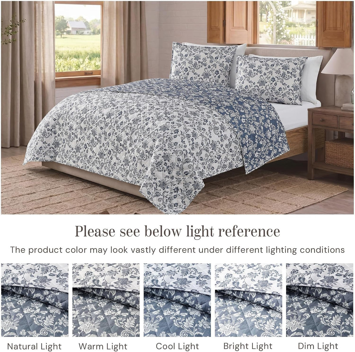 Quilt Set - 2 Pieces Soft Bedding Floral Reversible Coverlet - Set of 2