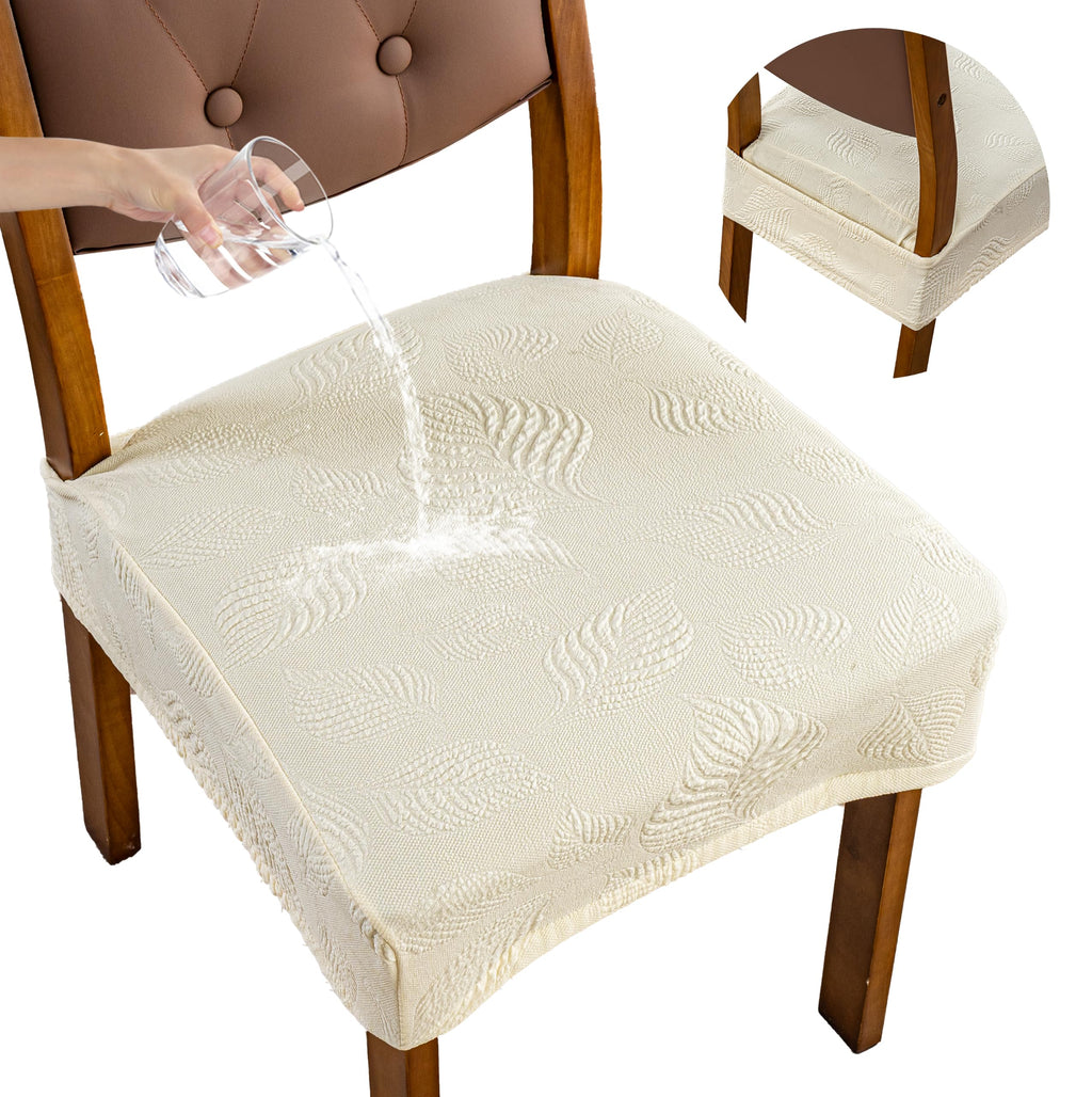 Waterproof Chair Covers Set of 6, Stretch Chair Cover, Beige