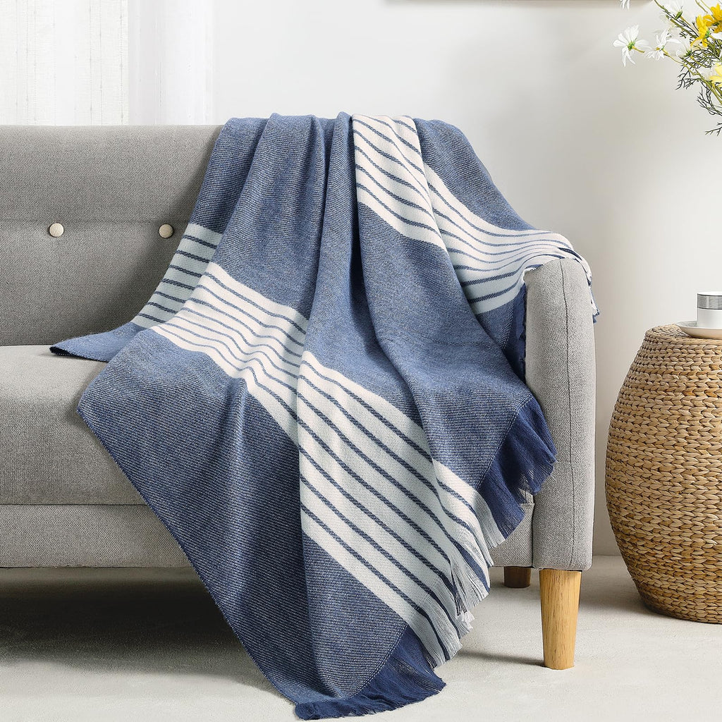 Throw Blanket Boho Striped Fringe Throw
