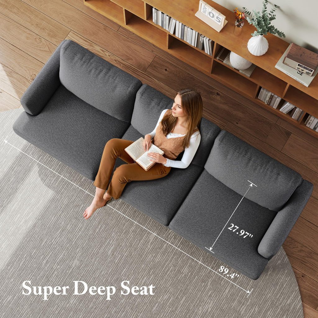 3 Seater Sofa Couches, 89" Deep Seat Couch