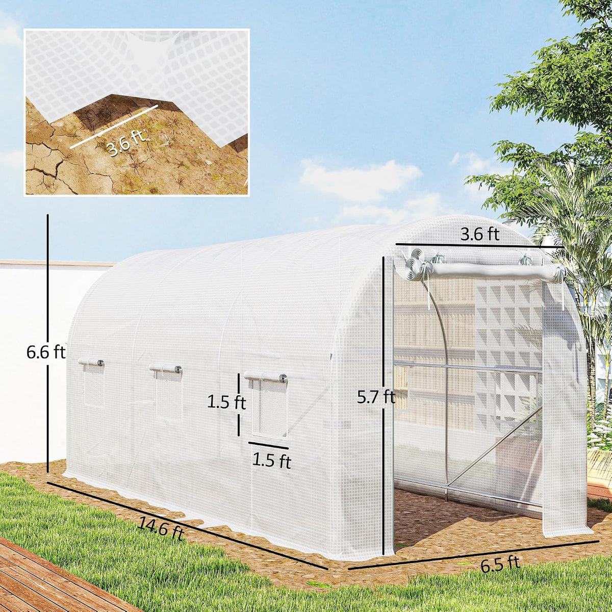 Portable Greenhouses for Outdoors, Walk-in Tunnel Hoop House Grow Tent | Sturdy galvanized steel frame with