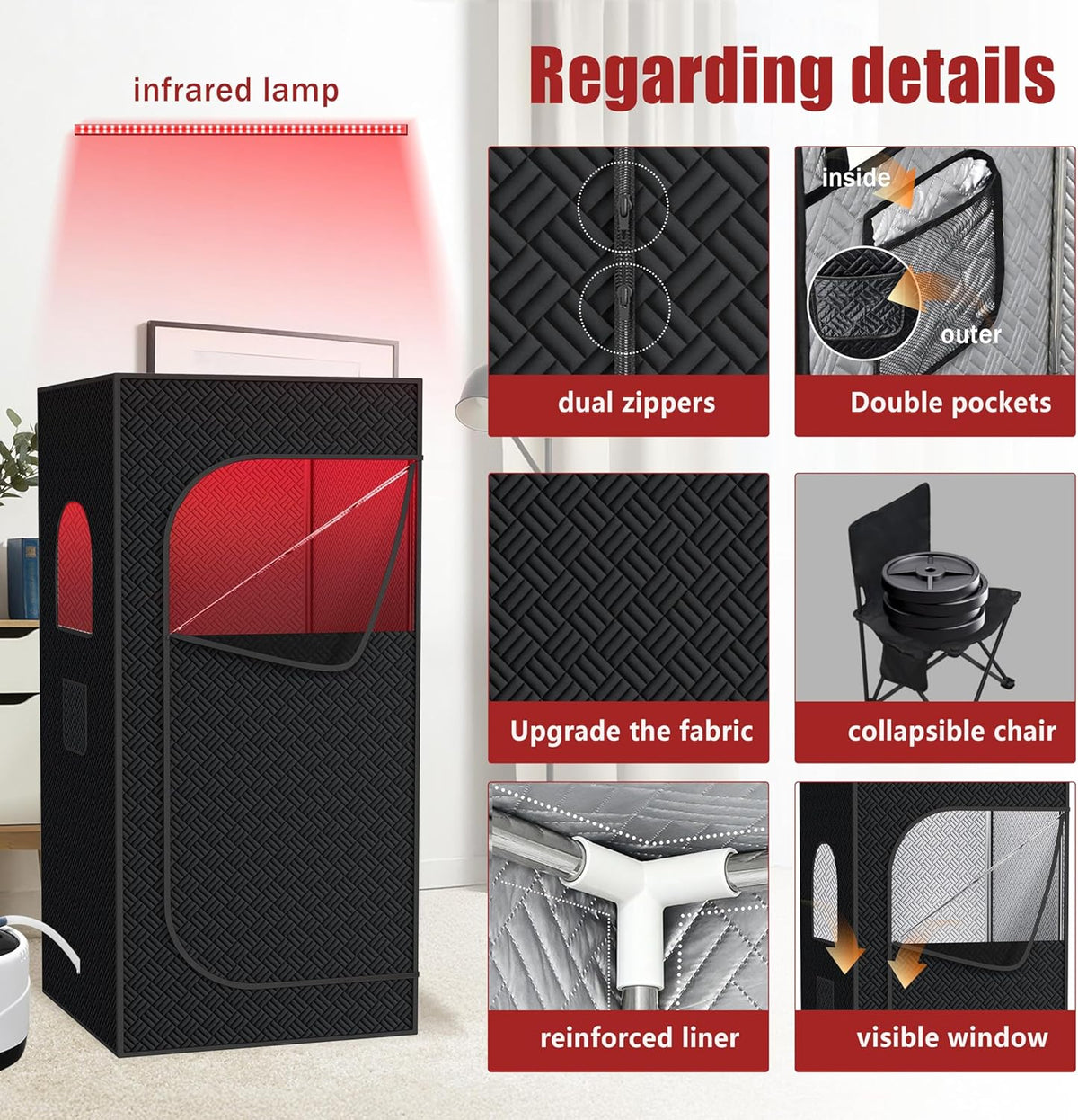 Sauna Box, Portable Steam Sauna for Home with 1000W 3L Steamer, 9-Level Temperature Control & Remote