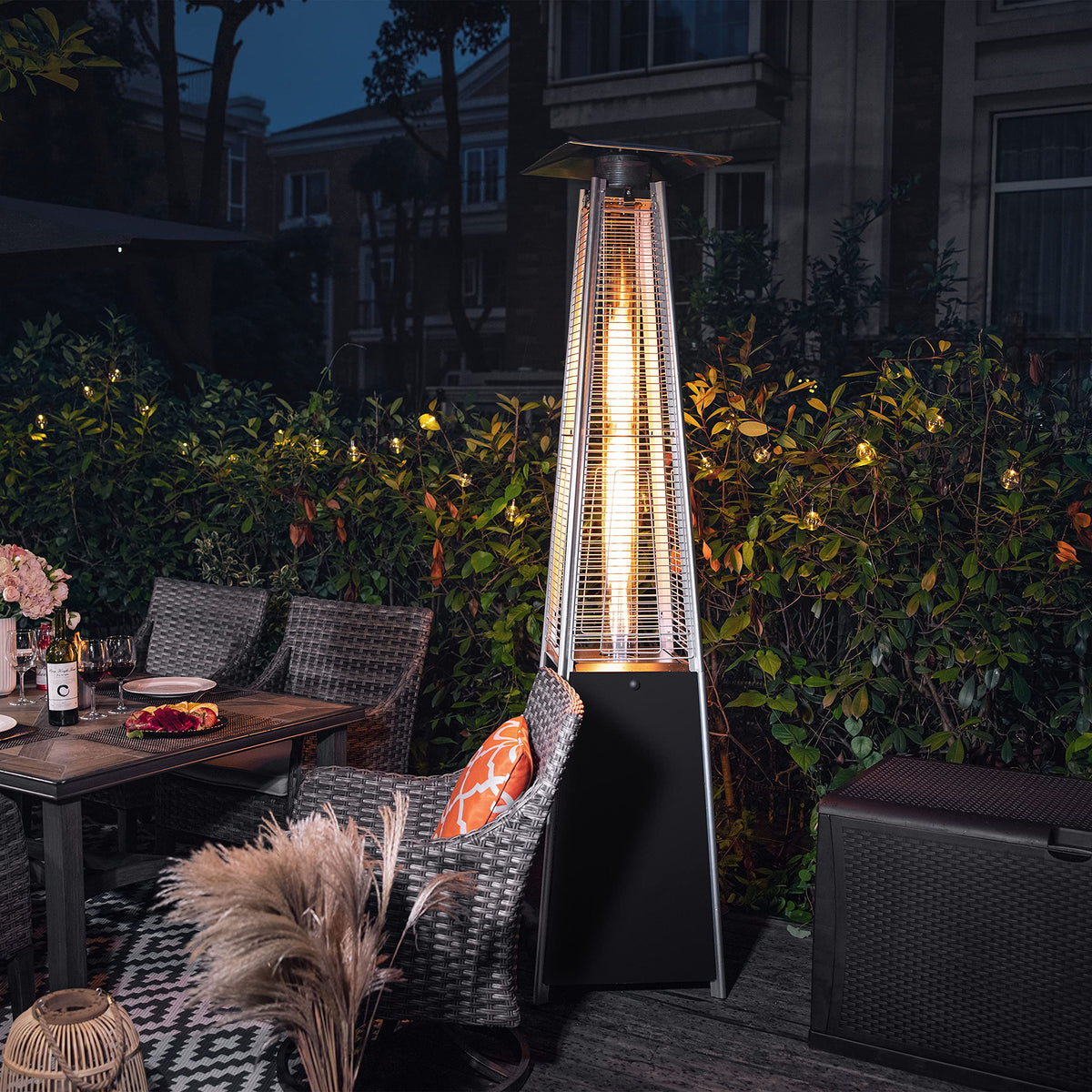 48, 000 BTU Outdoor Propane Patio Heater with Glass Tube, Black